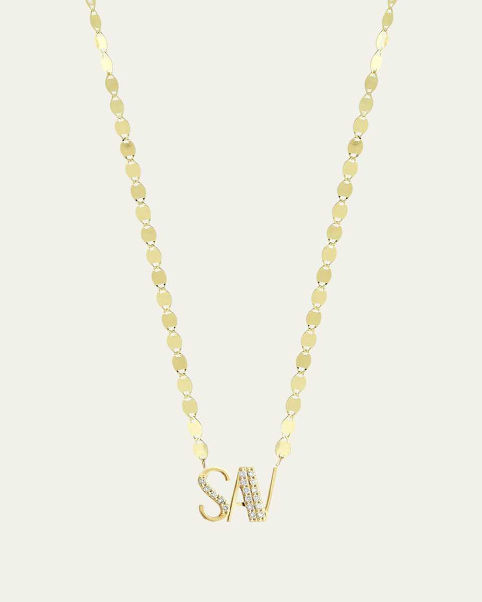 Gold Personalized Three-Letter Pendant Necklace w/ Diamonds